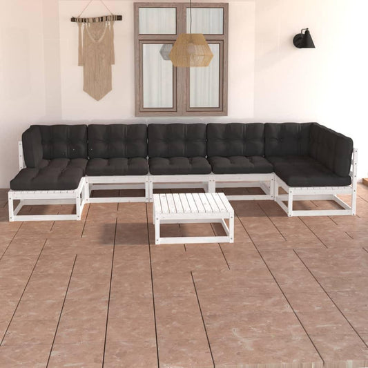 8-tlg. Garten-Lounge-Set mit Kissen Massivholz Kiefer - Pazzar.ch