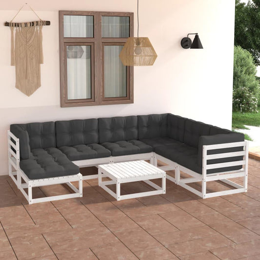 8-tlg. Garten-Lounge-Set mit Kissen Massivholz Kiefer - Pazzar.ch