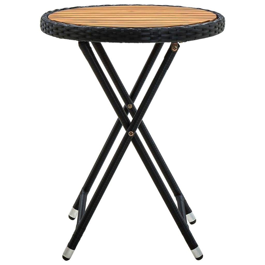 Beistelltisch Schwarz 60 cm Poly Rattan und Massivholz Akazie - Pazzar.ch