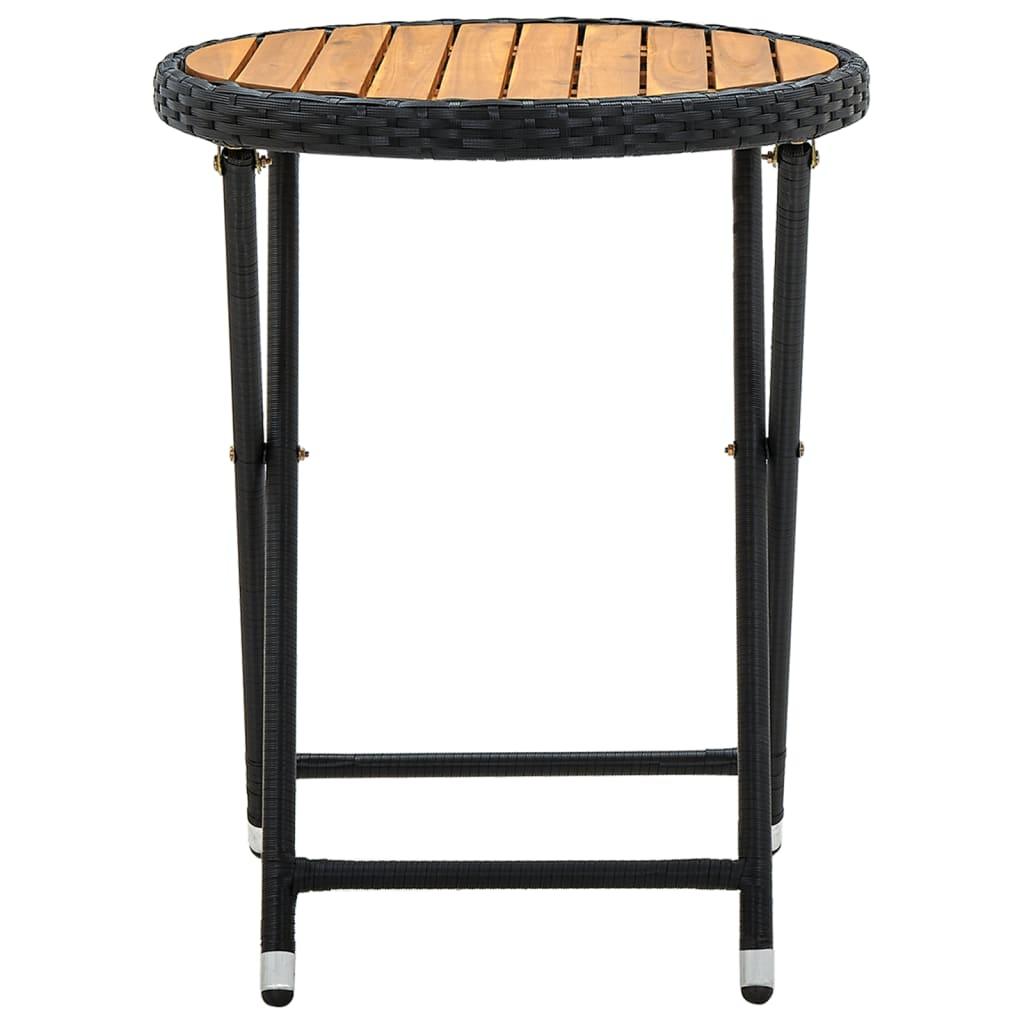 Beistelltisch Schwarz 60 cm Poly Rattan und Massivholz Akazie - Pazzar.ch