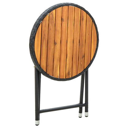 Beistelltisch Schwarz 60 cm Poly Rattan und Massivholz Akazie - Pazzar.ch
