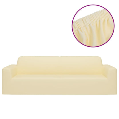 Stretch Sofahusse 3-Sitzer Creme Polyester-Jersey - Pazzar.ch