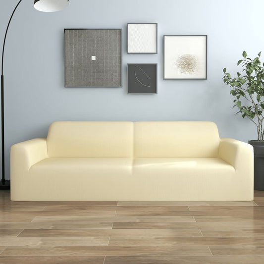 Stretch Sofahusse 3-Sitzer Creme Polyester-Jersey - Pazzar.ch