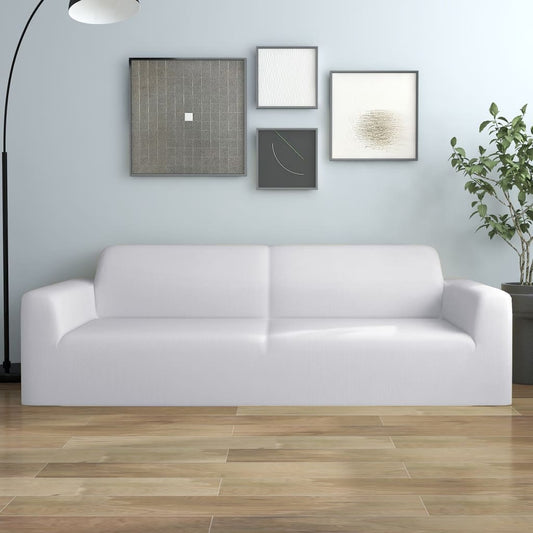 Stretch Sofahusse 3-Sitzer Weiß Polyester-Jersey - Pazzar.ch