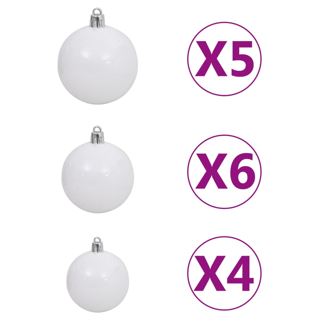 Künstlicher Weihnachtsbaum mit LEDs & Kugeln Grün 180 cm PVC