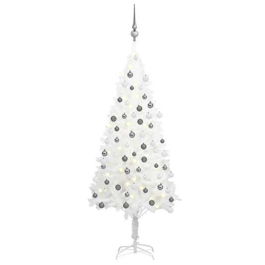 Künstlicher Weihnachtsbaum mit Beleuchtung & Kugeln Weiß 120 cm - Pazzar.ch