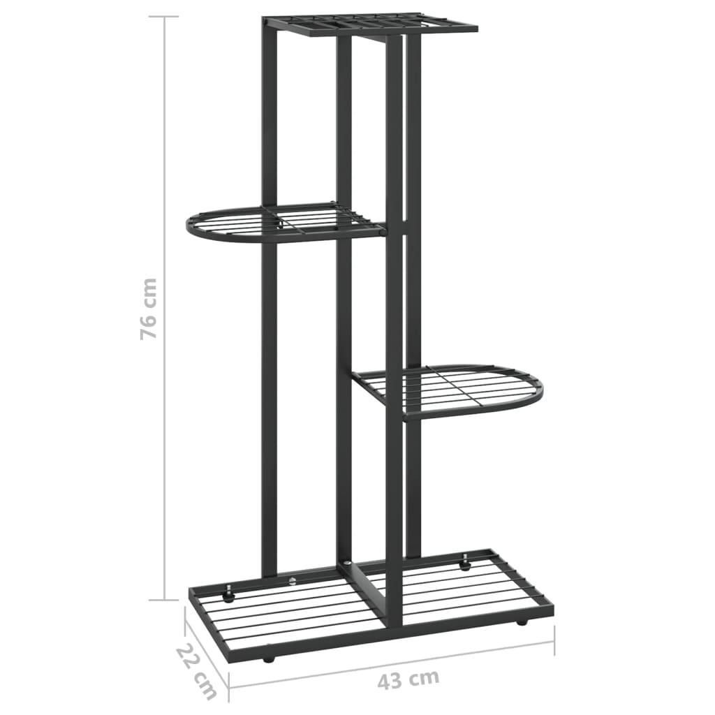 Blumenständer 4-Etagen 43x22x76 cm Schwarz Metall - Pazzar.ch