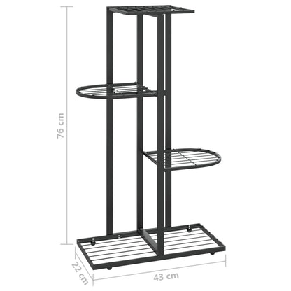Blumenständer 4-Etagen 43x22x76 cm Schwarz Metall - Pazzar.ch