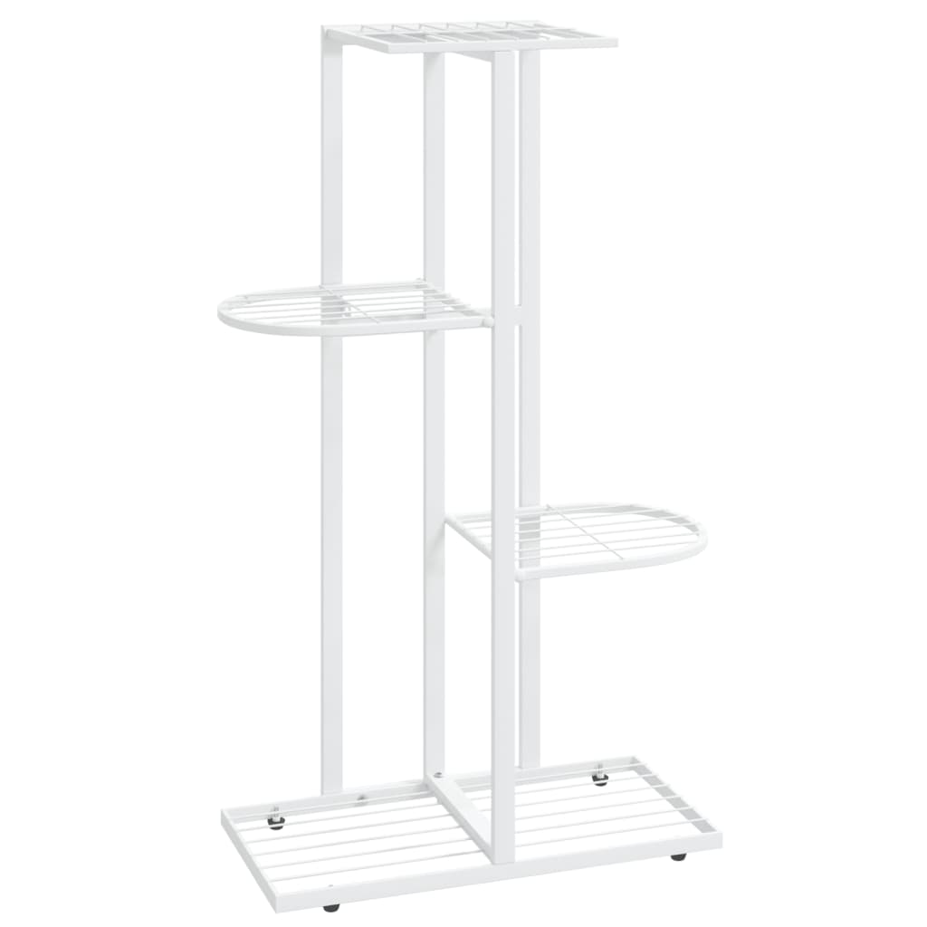 Blumenständer 4-Etagen 43x22x76 cm Weiß Metall - Pazzar.ch