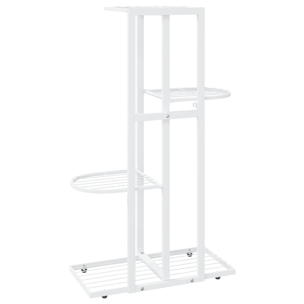 Blumenständer 4-Etagen 43x22x76 cm Weiß Metall - Pazzar.ch