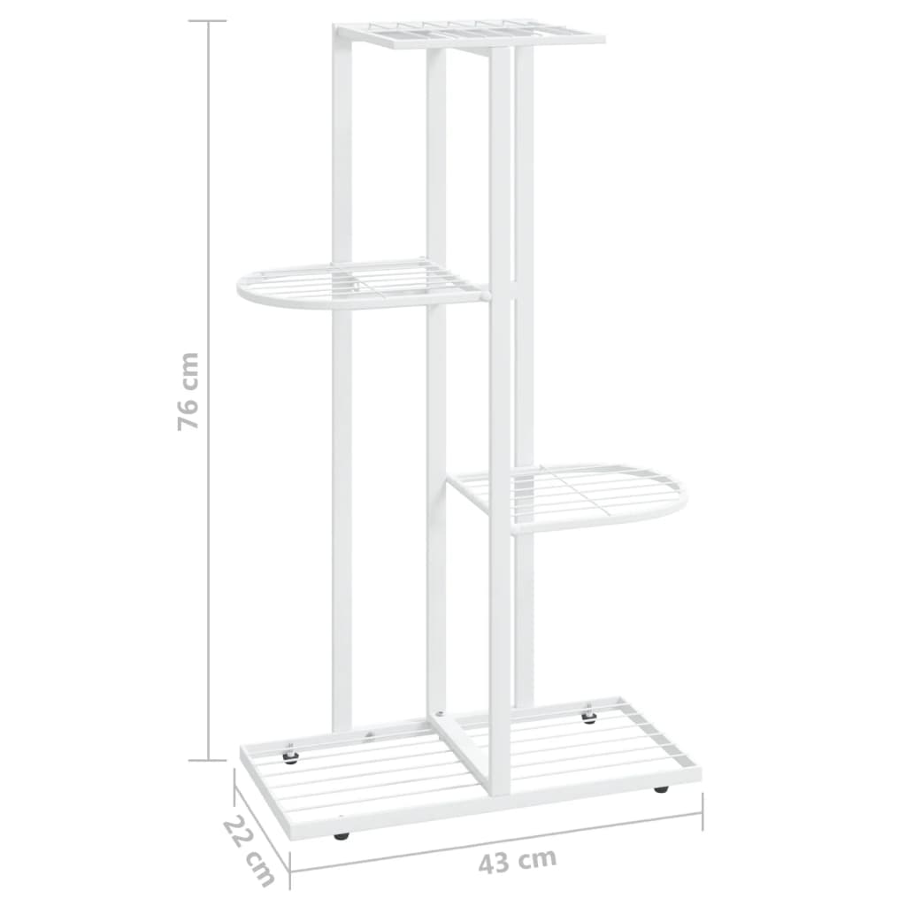 Blumenständer 4-Etagen 43x22x76 cm Weiß Metall - Pazzar.ch