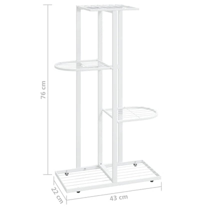 Blumenständer 4-Etagen 43x22x76 cm Weiß Metall - Pazzar.ch