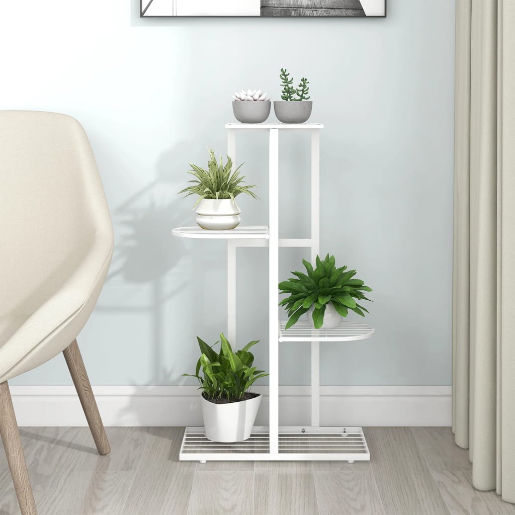 Blumenständer 4-Etagen 43x22x76 cm Weiß Metall - Pazzar.ch