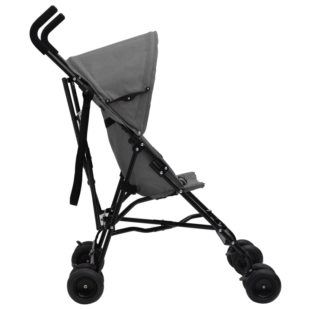 Kinderwagen Hellgrau und Schwarz Stahl - Pazzar.ch