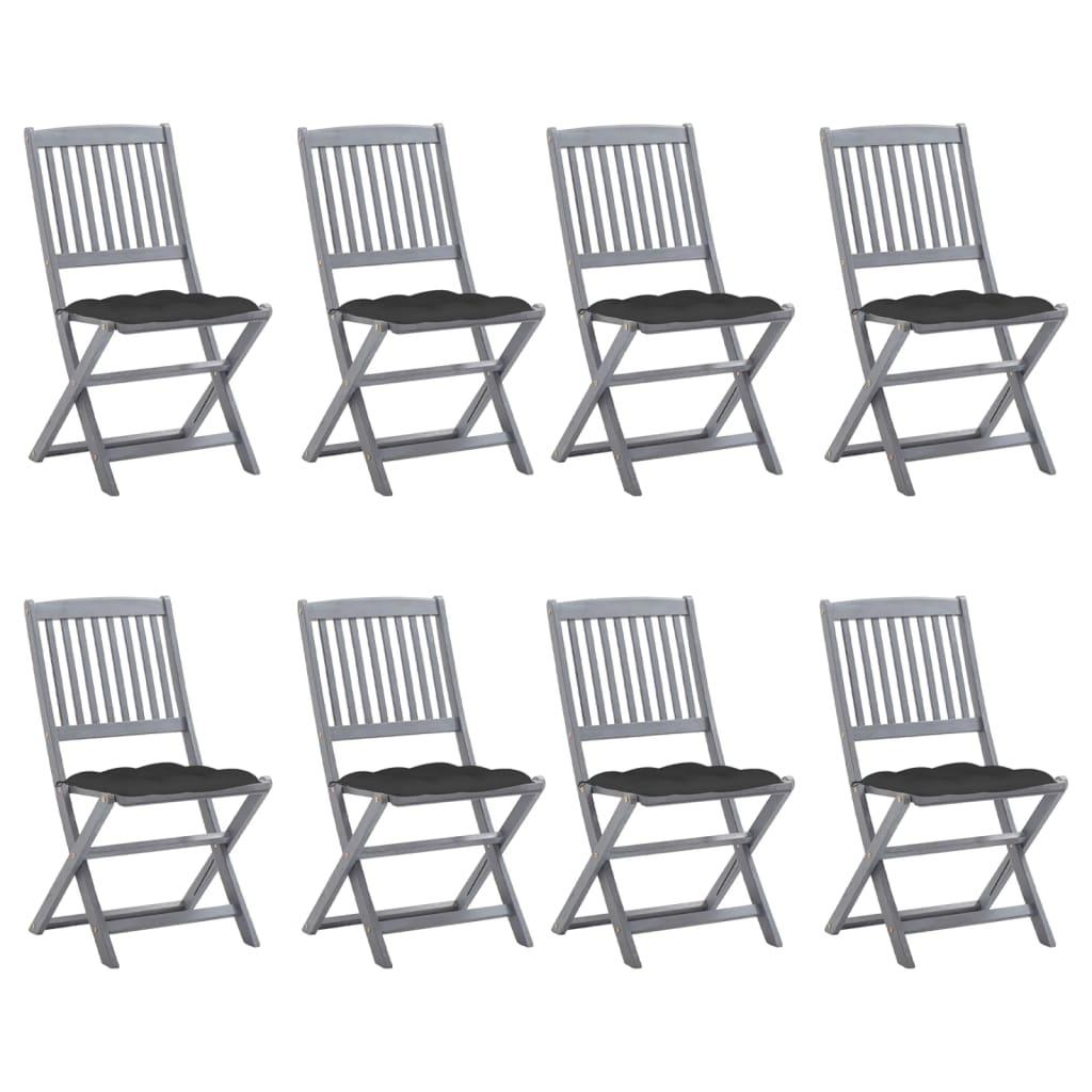Klappbare Gartenstühle 8 Stk. mit Kissen Massivholz Akazie