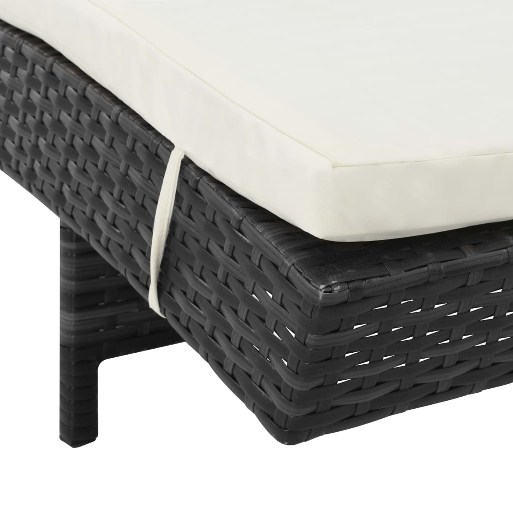 Sonnenliegen 2 Stk. mit Rollen und Auflagen Poly Rattan Schwarz - Pazzar.ch