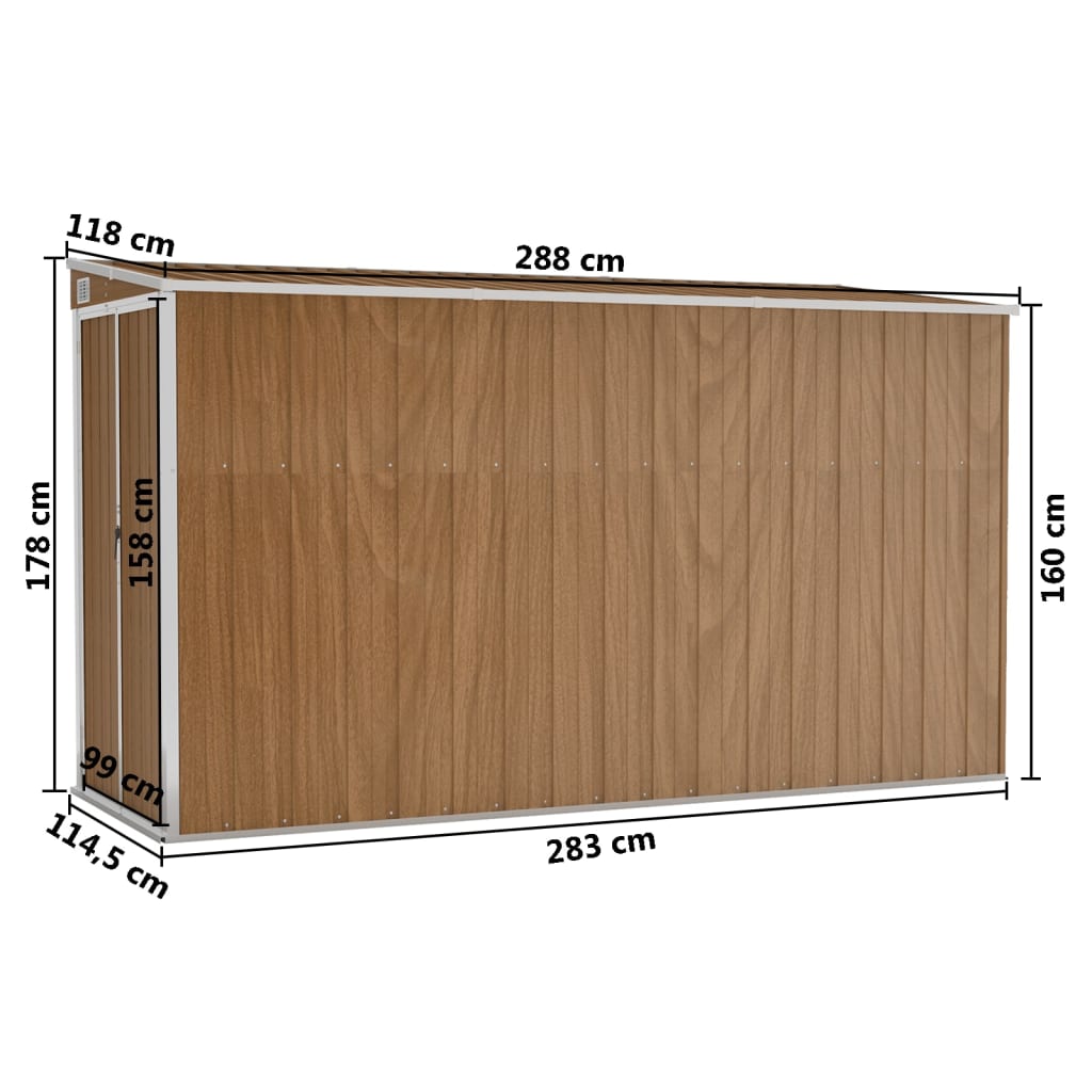 Wand-Geräteschuppen Braun 118x288x178 cm Verzinkter Stahl - Pazzar.ch