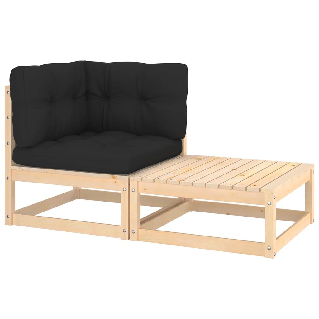 2-tlg. Garten-Lounge-Set mit Kissen Kiefer Massivholz - Pazzar.ch