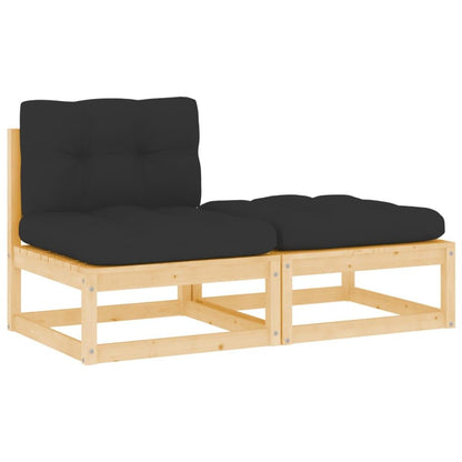 2-tlg. Garten-Lounge-Set mit Kissen Kiefer Massivholz - Pazzar.ch