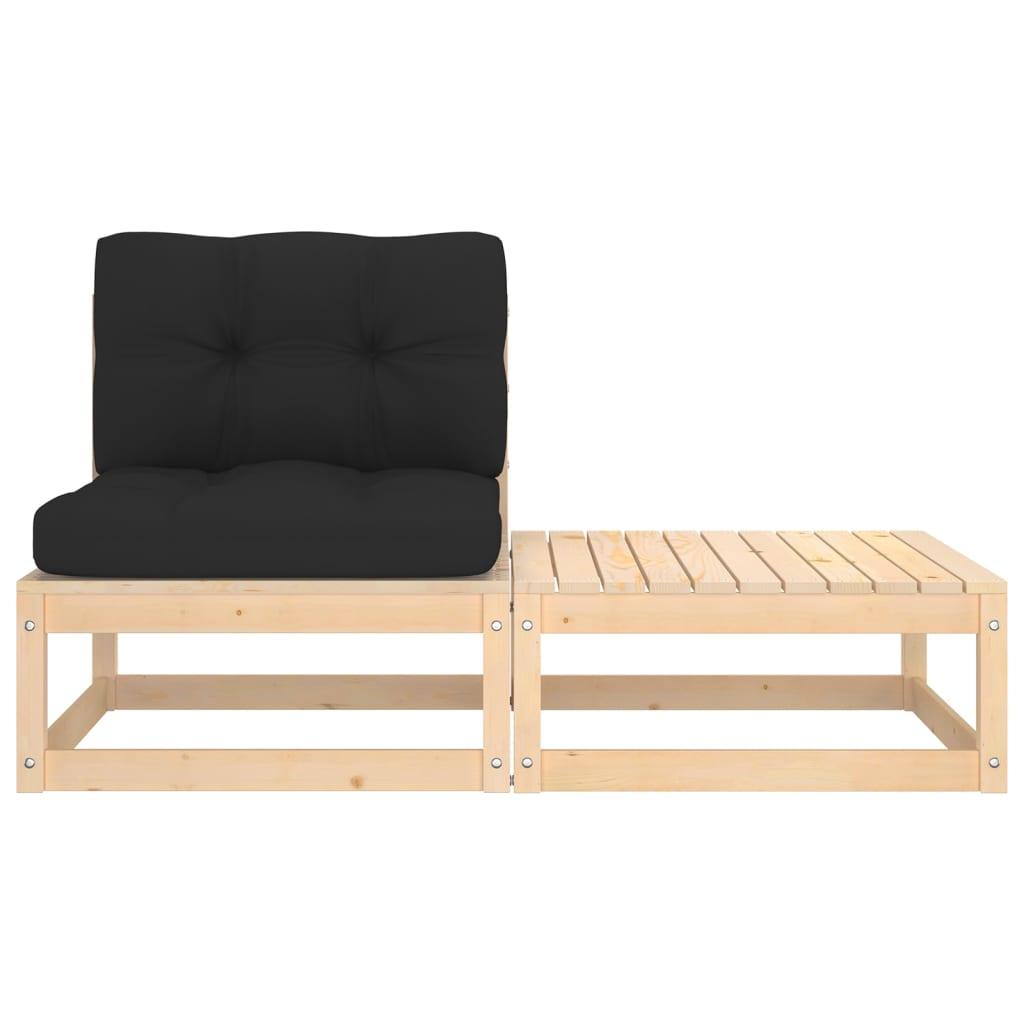 2-tlg. Garten-Lounge-Set mit Kissen Massivholz Kiefer - Pazzar.ch