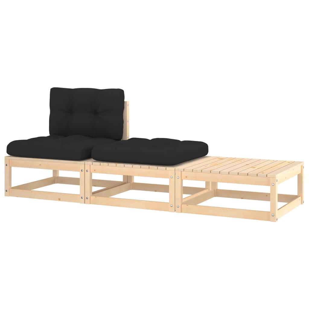 3-tlg. Garten-Lounge-Set mit Kissen Kiefer Massivholz - Pazzar.ch