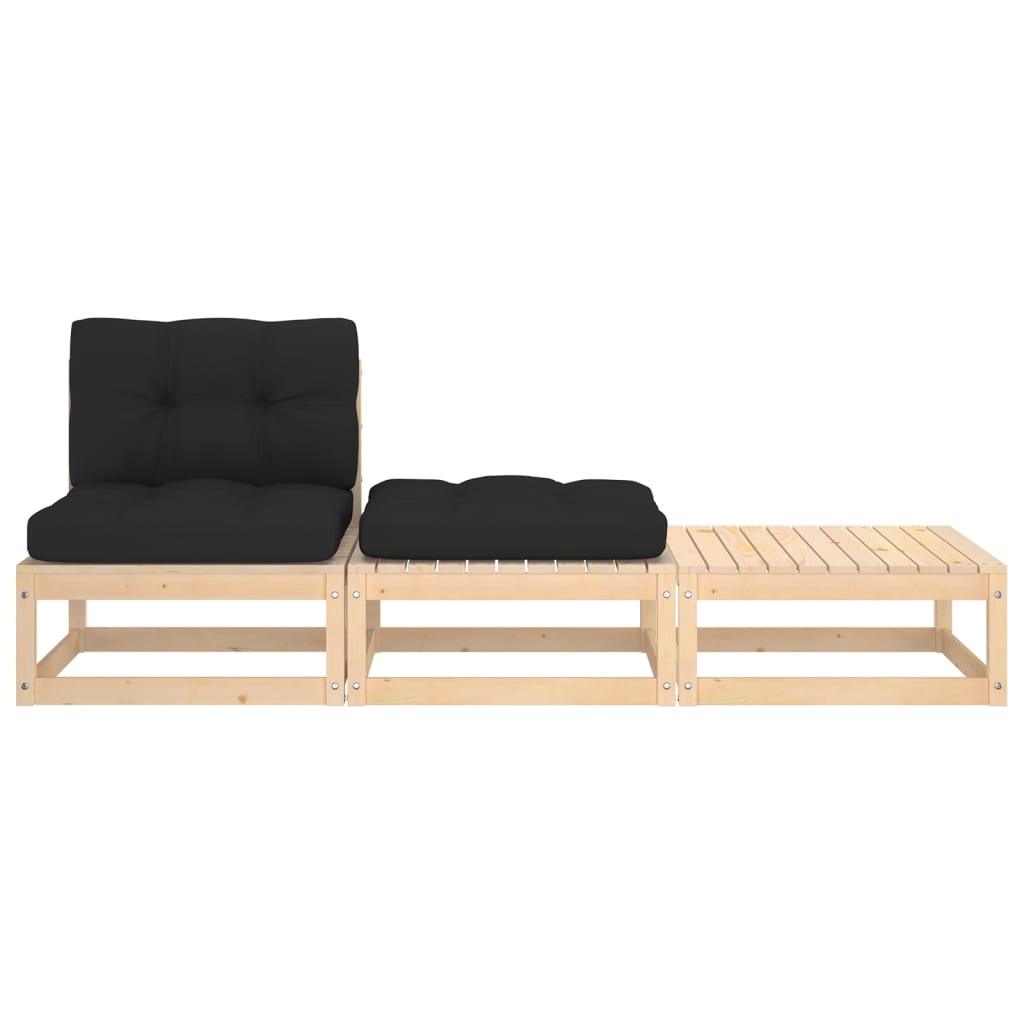 3-tlg. Garten-Lounge-Set mit Kissen Kiefer Massivholz - Pazzar.ch