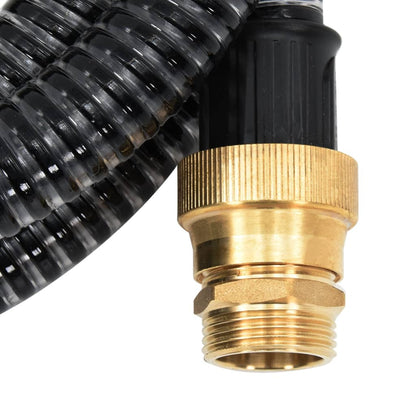 Saugschlauch mit Messing-Anschlüssen Schwarz 1,1" 15 m PVC - Pazzar.ch