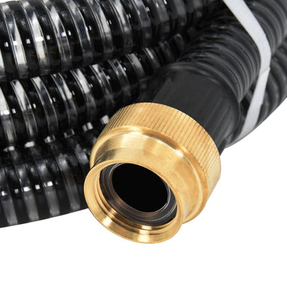 Saugschlauch mit Messing-Anschlüssen Schwarz 1,1" 15 m PVC - Pazzar.ch