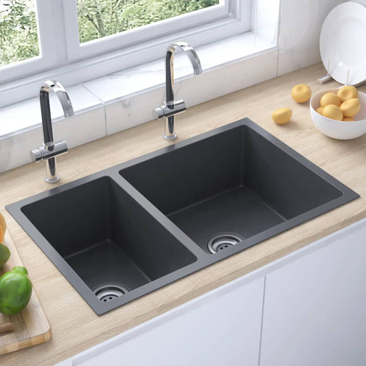 Küchenspüle Schwarz Edelstahl - Pazzar.ch