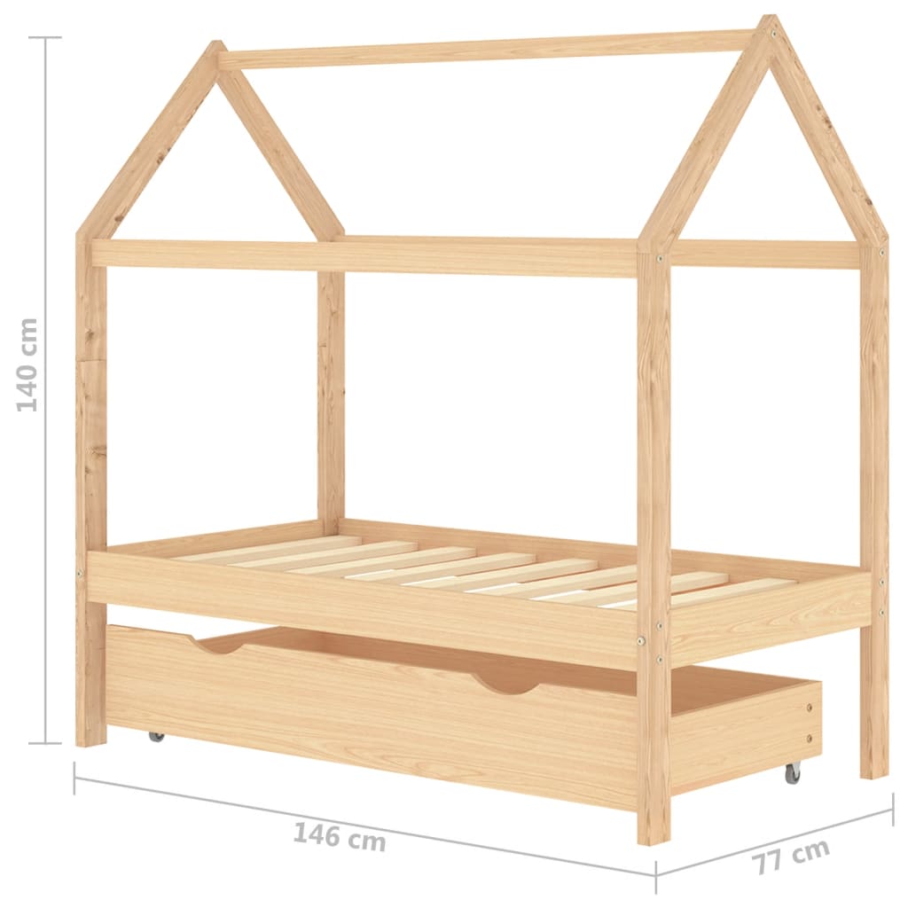 Kinderbett mit Schublade Massivholz Kiefer 70x140 cm - Pazzar.ch