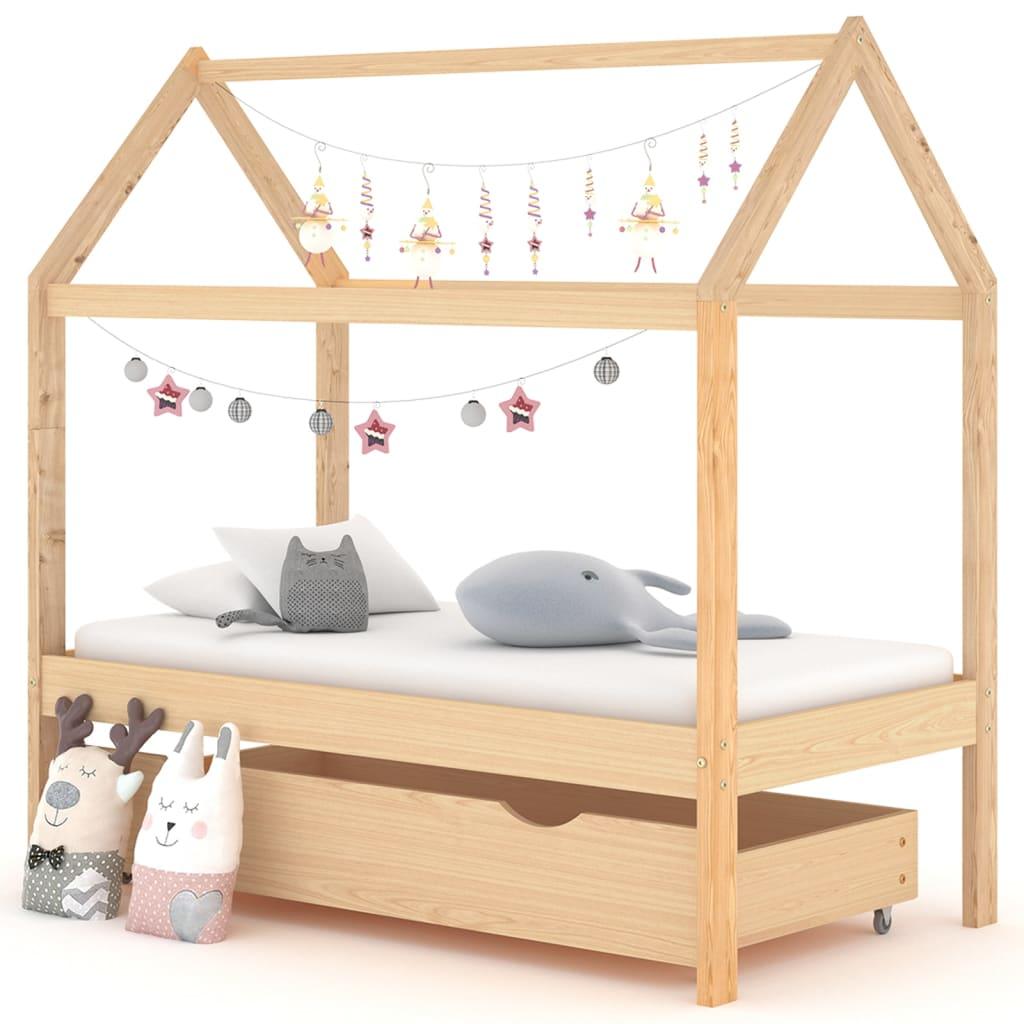 Kinderbett mit Schublade Massivholz Kiefer 70x140 cm - Pazzar.ch