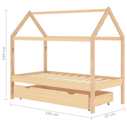 Kinderbett mit Schublade Massivholz Kiefer 80x160 cm - Pazzar.ch