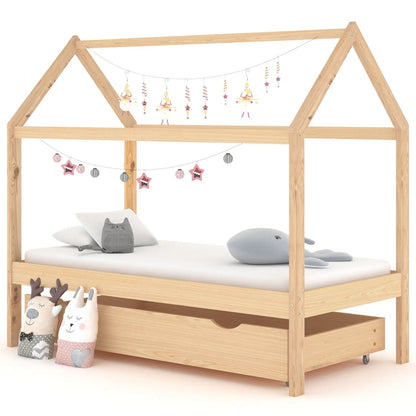 Kinderbett mit Schublade Massivholz Kiefer 80x160 cm - Pazzar.ch