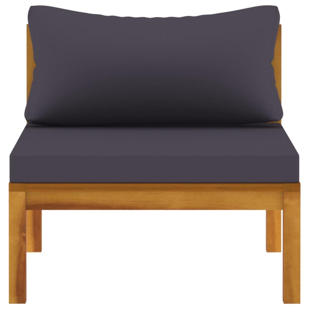 3-tlg. Garten-Lounge-Set mit Dunkelgrauen Kissen Akazienholz - Pazzar.ch