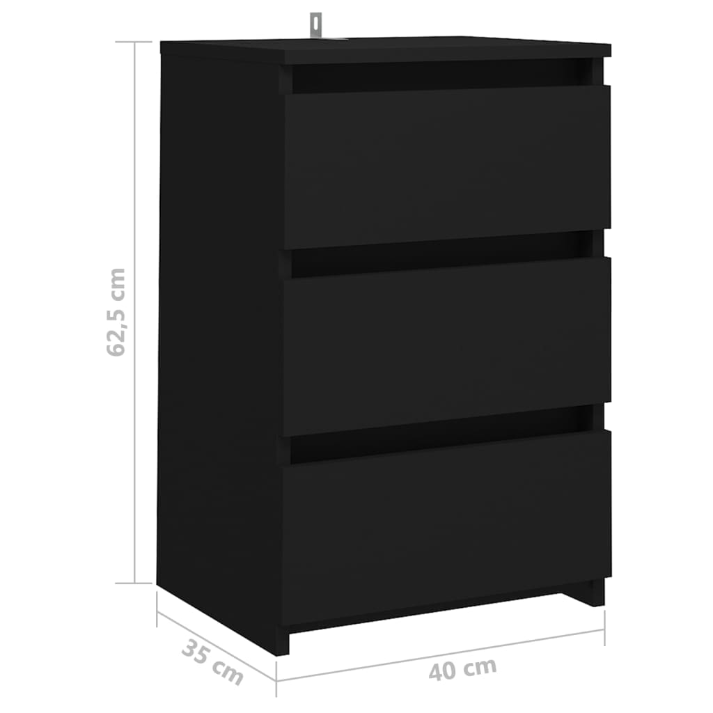 Nachttisch Schwarz 40x35x62,5 cm Holzwerkstoff - Pazzar.ch