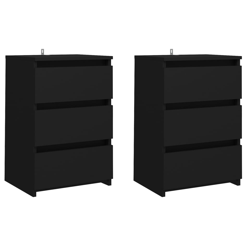 Nachttische 2 Stk. Schwarz 40x35x62,5 cm Holzwerkstoff - Pazzar.ch