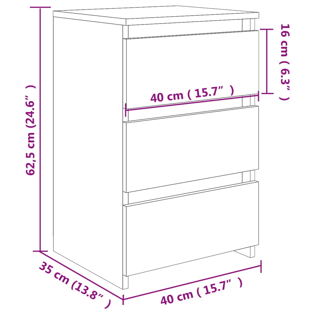 Nachttisch Betongrau 40x35x62,5 cm Holzwerkstoff - Pazzar.ch