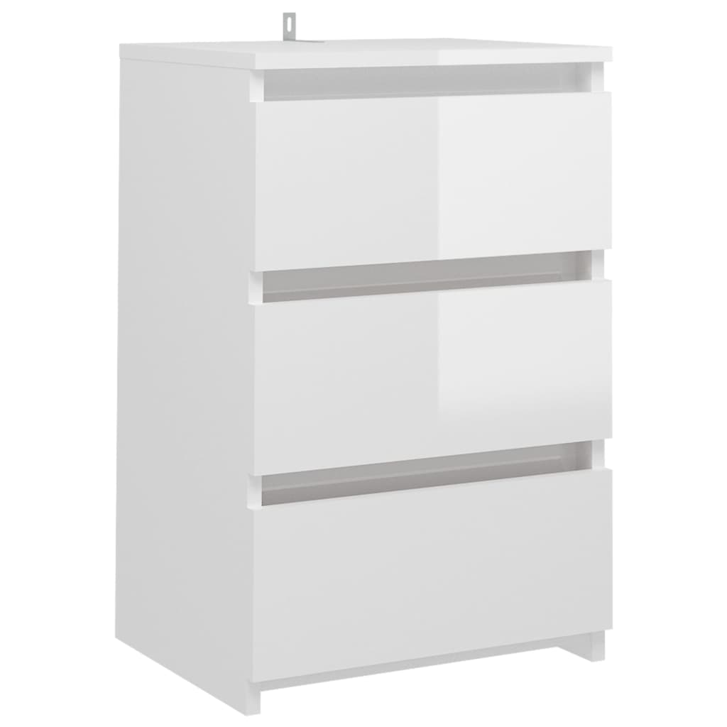 Nachttische 2 Stk. Hochglanz-Weiß 40x35x62,5 cm Holzwerkstoff - Pazzar.ch