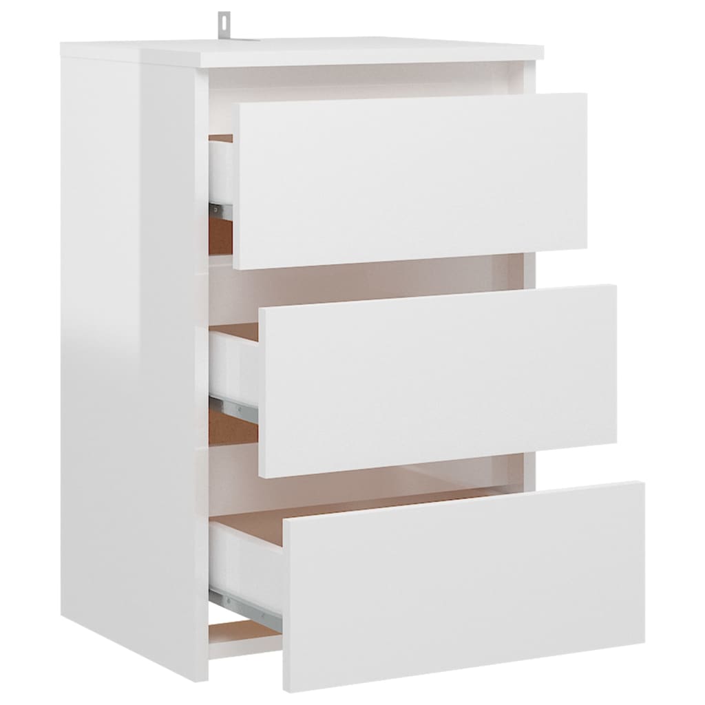 Nachttische 2 Stk. Hochglanz-Weiß 40x35x62,5 cm Holzwerkstoff - Pazzar.ch