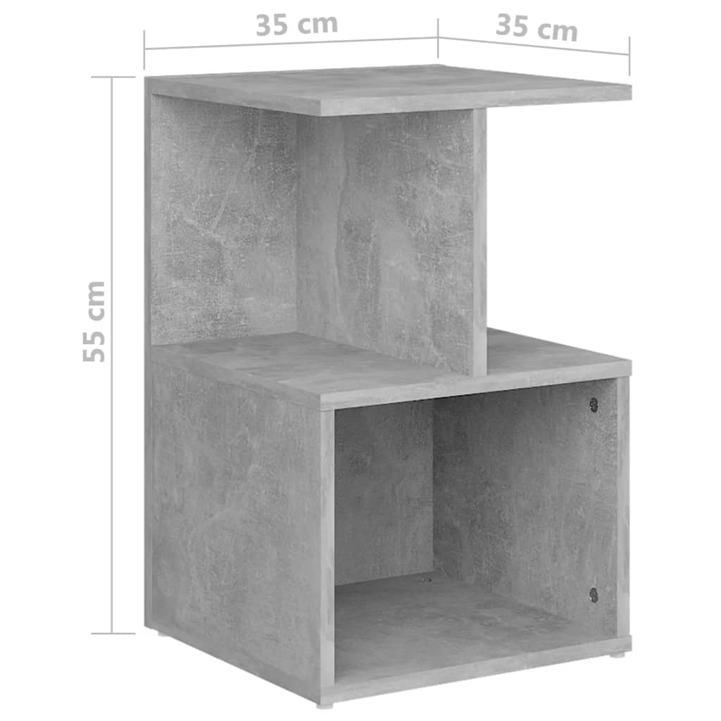 Nachttisch Betongrau 35x35x55 cm Holzwerkstoff - Pazzar.ch