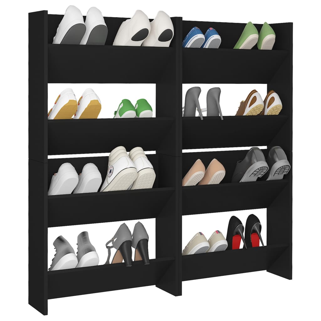 Wand-Schuhschränke 4 Stk. Schwarz 60x18x60 cm Holzwerkstoff - Pazzar.ch