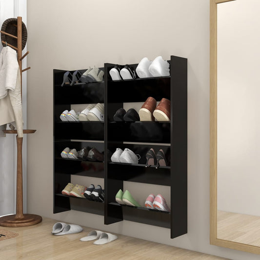 Wand-Schuhschränke 4 Stk. Schwarz 60x18x60 cm Holzwerkstoff - Pazzar.ch
