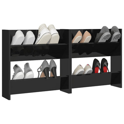 Wand-Schuhschränke 2 Stk. Hochglanz-Schwarz 60x18x60 cm - Pazzar.ch