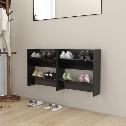 Wand-Schuhschränke 2 Stk. Hochglanz-Schwarz 60x18x60 cm - Pazzar.ch