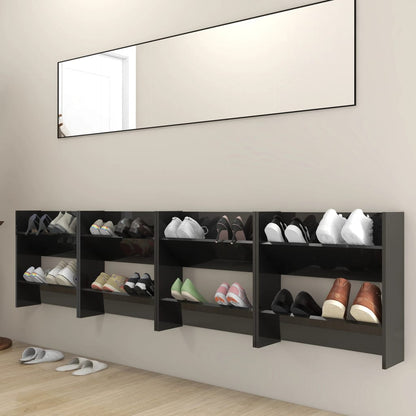Wand-Schuhschränke 4 Stk. Hochglanz-Schwarz 60x18x60 cm - Pazzar.ch