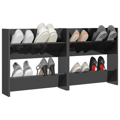Wand-Schuhschränke 2 Stk. Hochglanz-Grau 60x18x60cm - Pazzar.ch