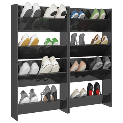 Wand-Schuhschränke 4 Stk. Hochglanz-Grau 60x18x60cm - Pazzar.ch