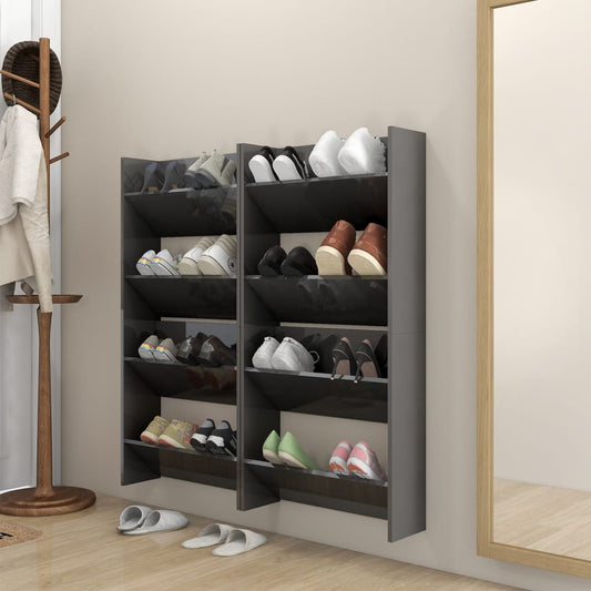 Wand-Schuhschränke 4 Stk. Hochglanz-Grau 60x18x60cm - Pazzar.ch