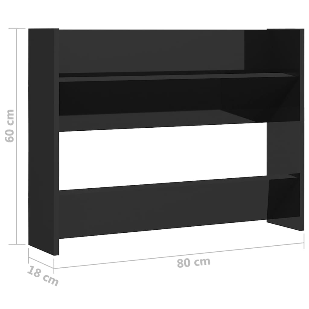 Wand-Schuhschrank Hochglanz-Schwarz 80x18x60 cm Holzwerkstoff - Pazzar.ch