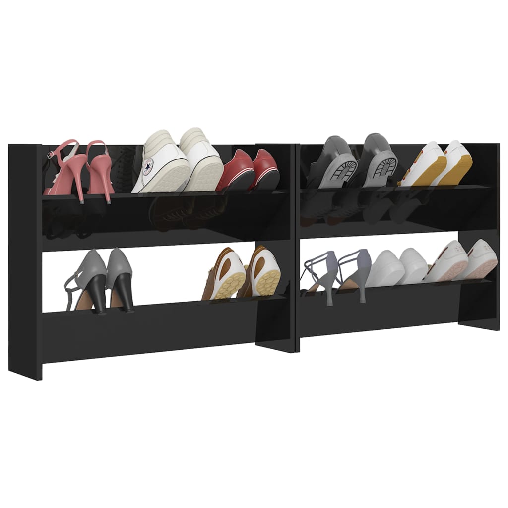 Wand-Schuhschränke 2 Stk. Hochglanz-Schwarz 80x18x60cm - Pazzar.ch